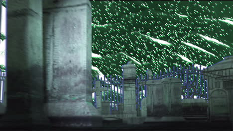 animación del cementerio sobre el fondo parpadeante angustiado