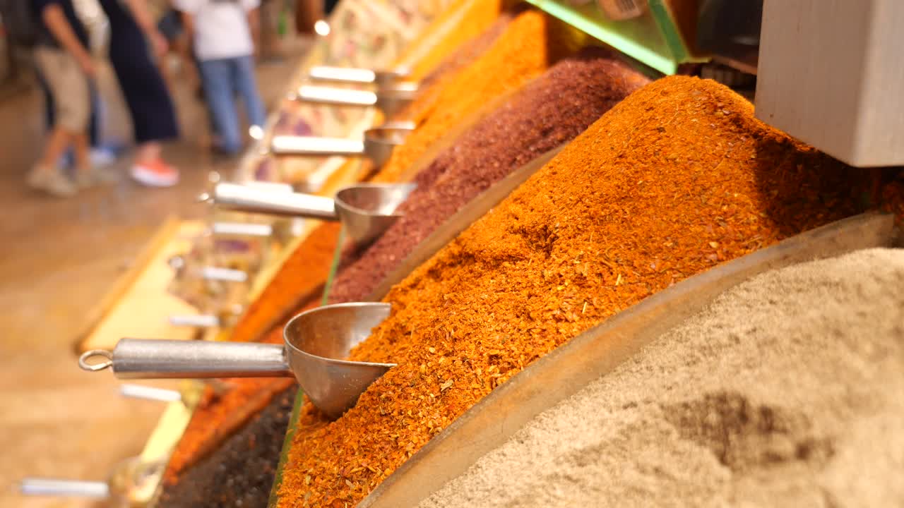 Colorful Bulk Spices at a Market