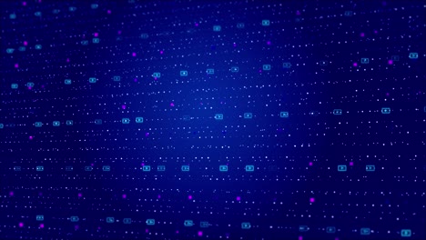 abstract digital data matrix simulation digital line grid technology futuristic hud screen on blue