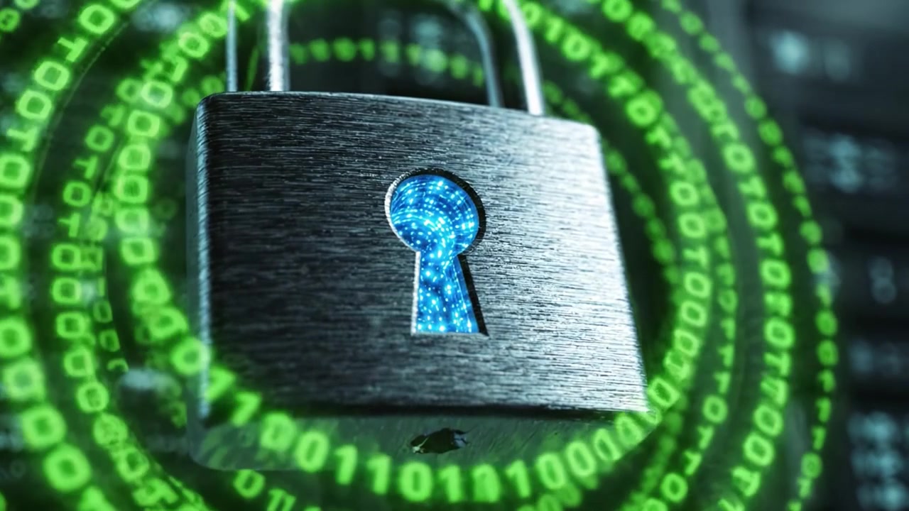 A Metallic Padlock Surrounded by Glowing Binary Code Illustrating Advanced Cybersecurity Measures and Digital Protection Strategies in a High-Tech Environment