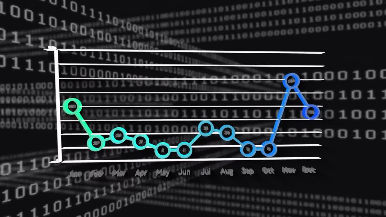 Animation of data processing over black background