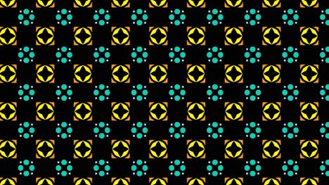 patrón mixto diseño original y dibujo digital animación de fondo abstracto desplazamiento hacia la derecha formas geométricas negras, amarillas y aguamarinas