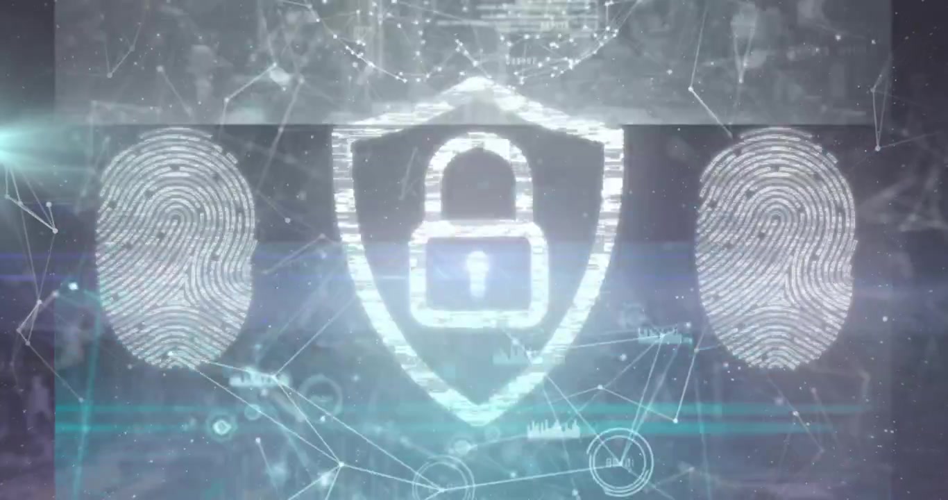 Animation of data processing and digital padlock over globe on blue background