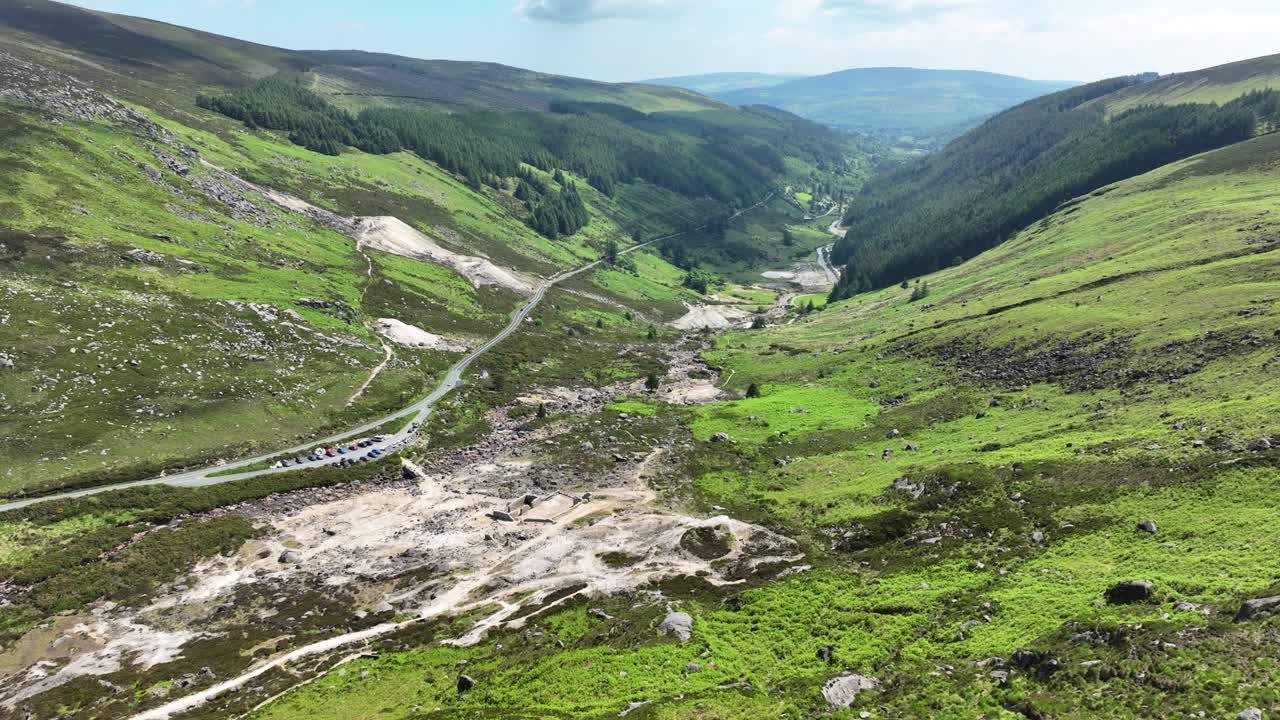 drone Wicklow pass in summer mountain landscapes Ireland Epic Locations Glendalough Valley