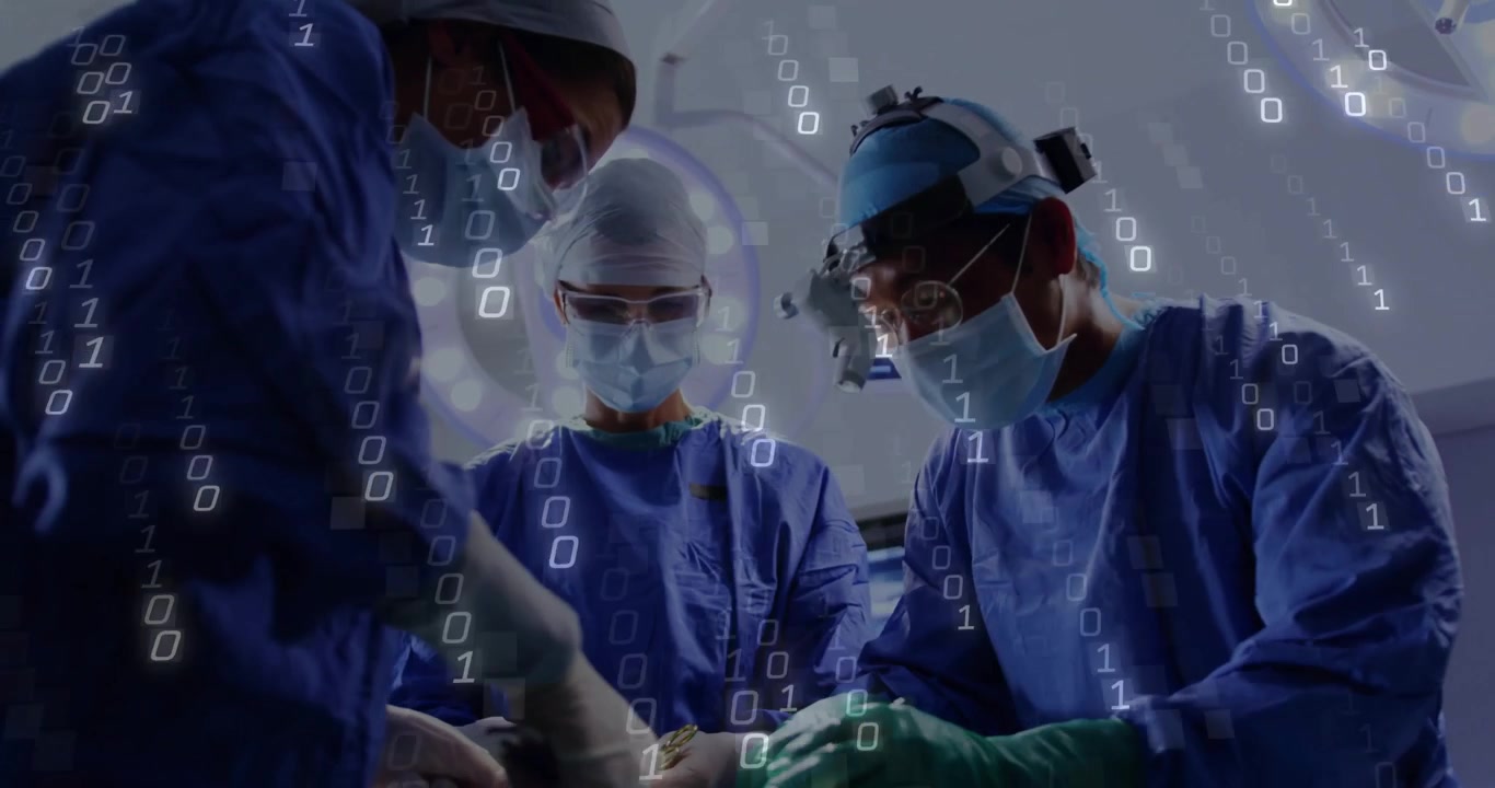 Surgical team passing clamp initiating digital overlay while making incision and suturing vessels
