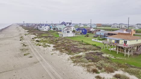 Drone-flight-over-Galveston-beach-in--Texas