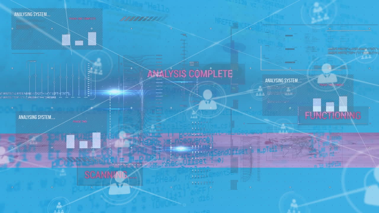 Animation of statistics and data processing over network of connections