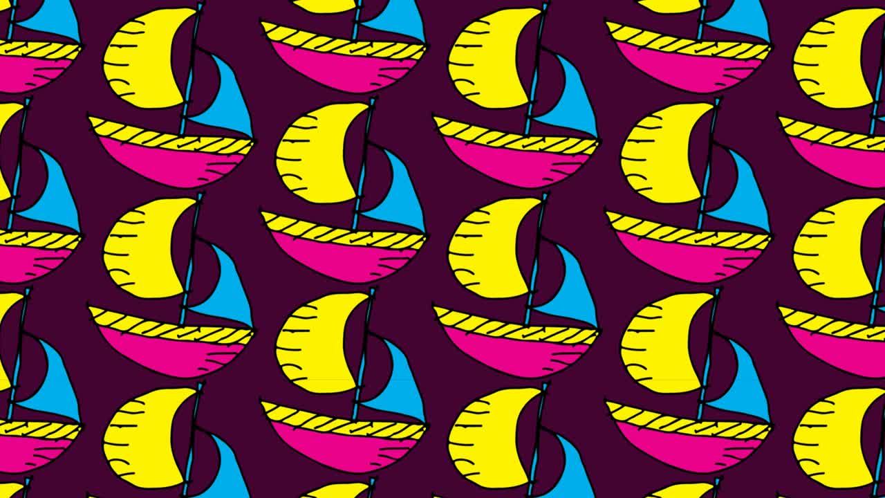 niños dibujando arte pop fondo sin costuras con tema de barco de vela