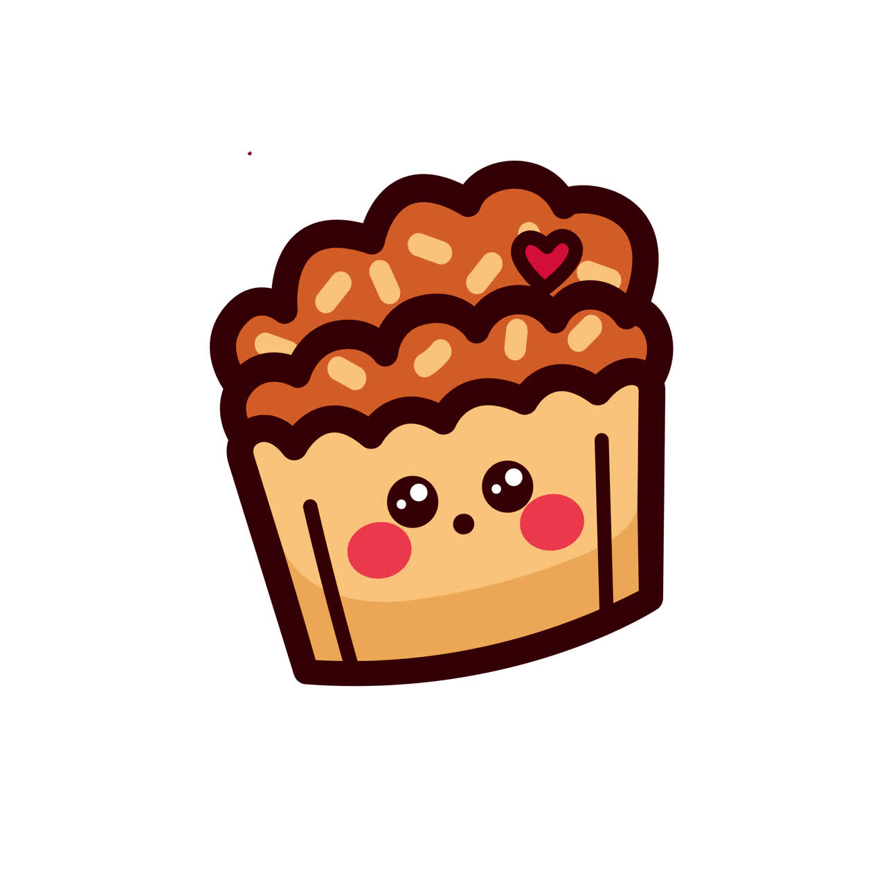 Cute Kawaii Cupcake Illustration