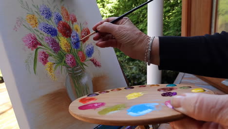 painting a colorful floral bouquet
