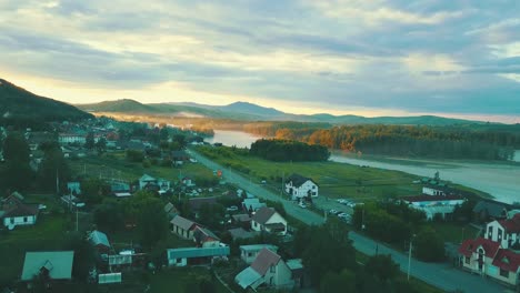 Aerial-view-Tourist-city-in-the-mountains