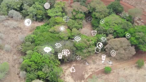 Futuristic-aerial-drone-view-of-the-forest-coverage