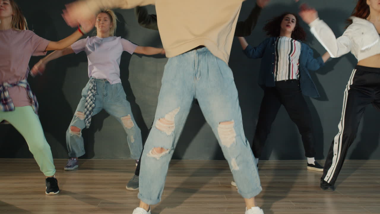 Group of young women practicing hip-hop dance