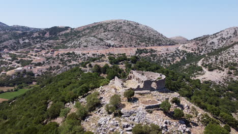 askifou fortress ruins in the plateau in askifo, crete, greece