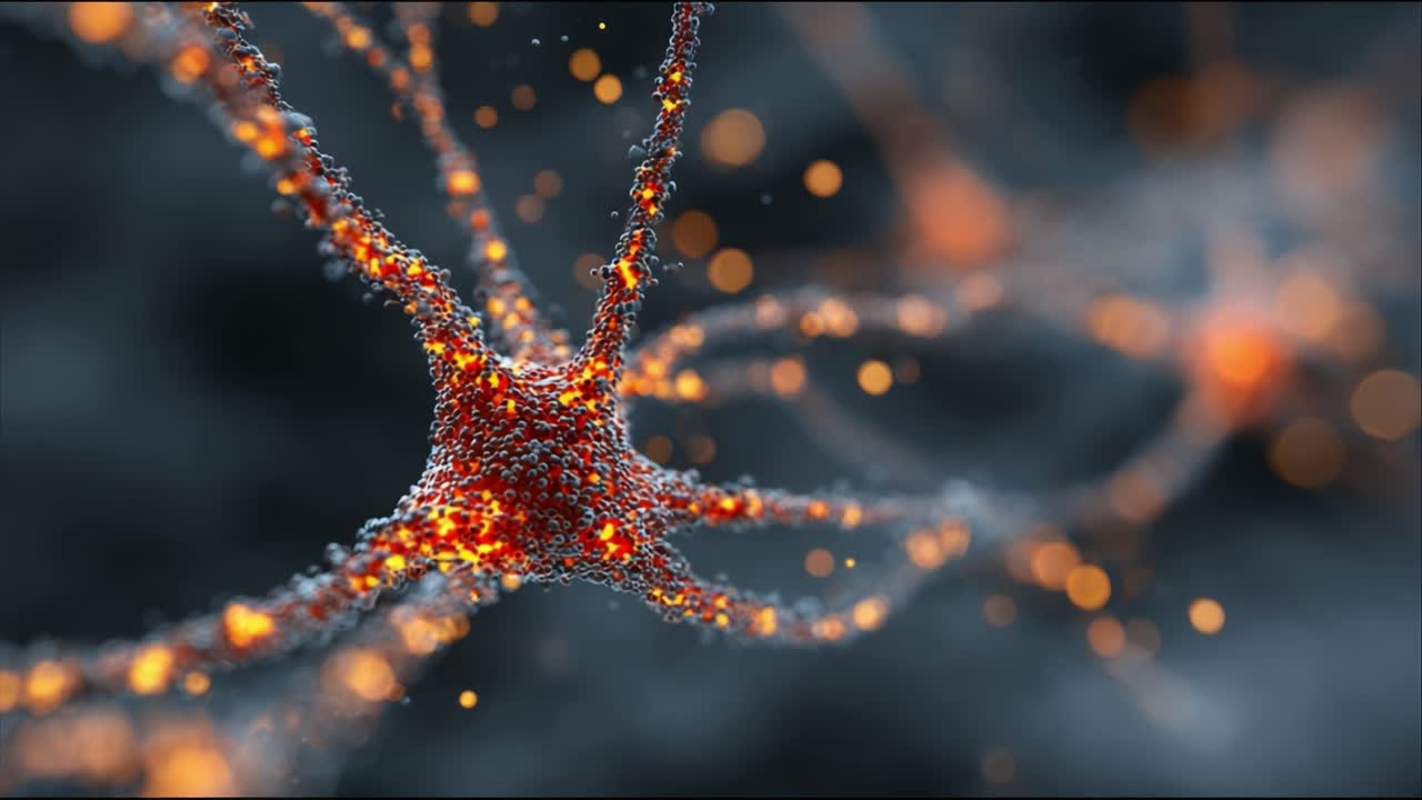 Stunning Visualization of Neuronal Activity: A Glimpse into the Dynamic Interplay of Neurons with Vibrant Sparks of Communication and Synaptic Connections