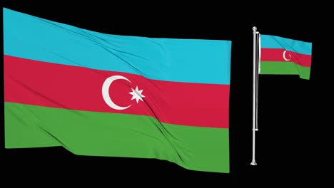 Greenscreen-Schwenkt-Aserbaidschanische-Flagge-Oder-Fahnenmast