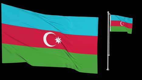 pantalla verde ondeando la bandera o el asta de la bandera de azerbaiyán