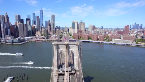 September-2021---4K-aerial-of-lower-Manhattan-from-the-East-River,-NYC,-USA