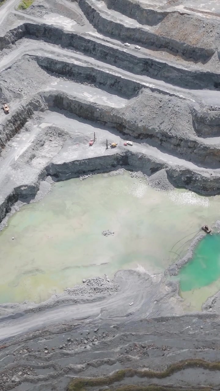 Drone captures quarry with water-filled pit