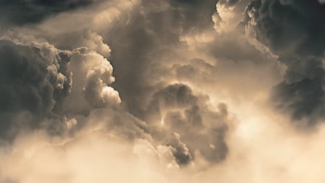 thick white clouds with a thunderstorm that flashed around him