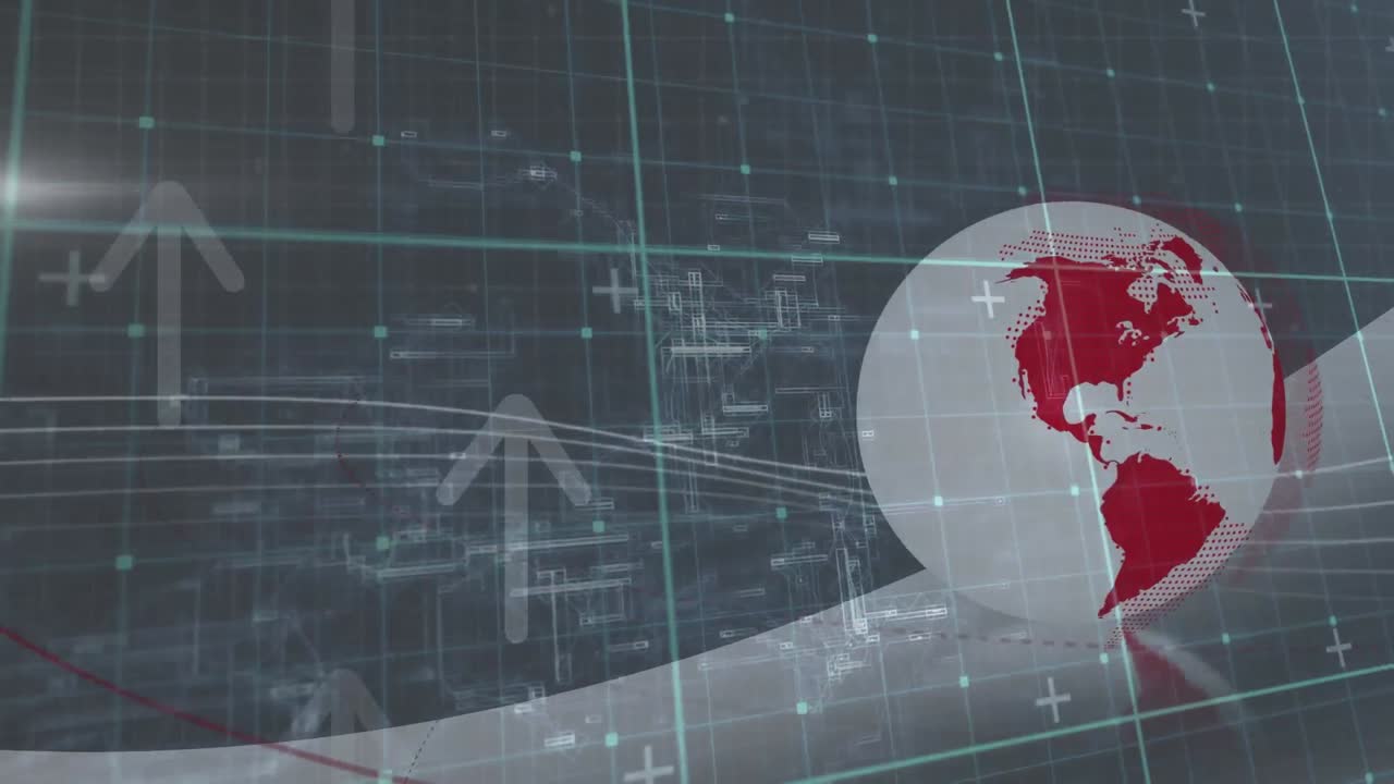 화살표의 애니메이션과 지구와 그리드에 대한 데이터 처리