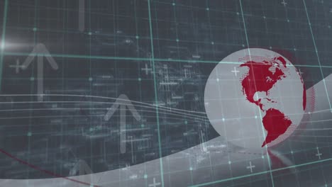 animación de flechas y procesamiento de datos sobre el globo y la cuadrícula