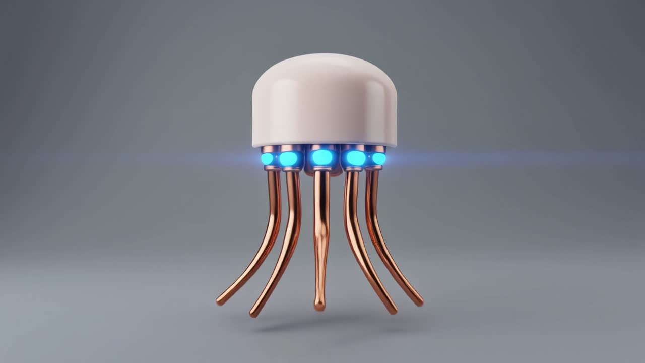 Modern 3D Render of a Floating AI Device with Blue Lights