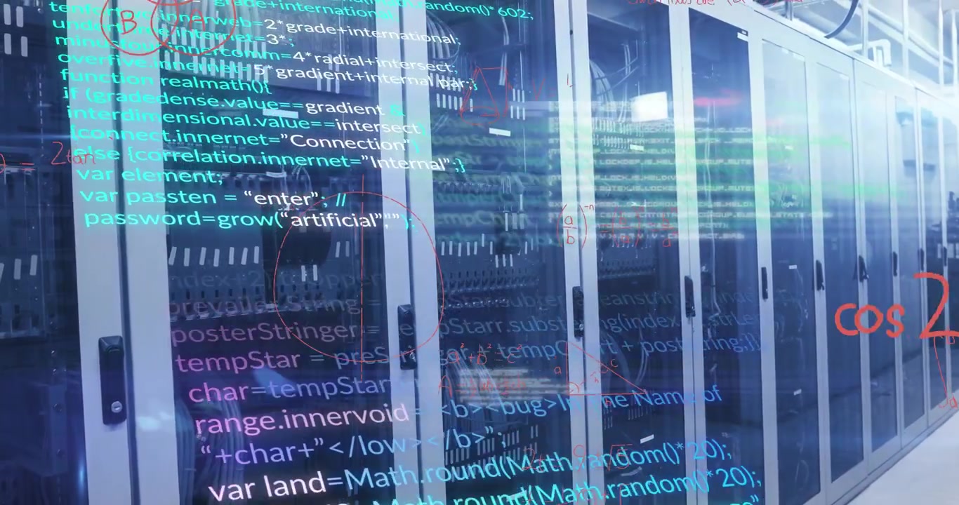 Animation of mathematical equations and data processing over computer servers