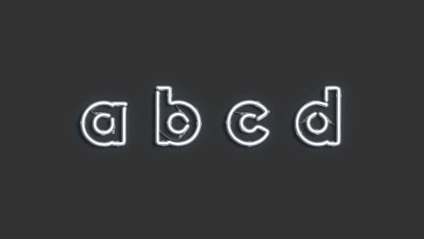 decorativo a b c d letras, modelo de fuente de neón roto