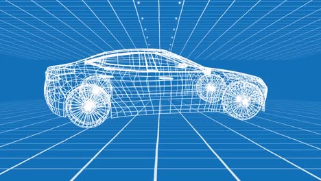 revolving technical drawing of car