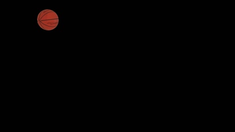 bola de baloncesto con inscripción mosca de baloncestro en fondo transparente, 4444 imágenes de prores con canal alfa