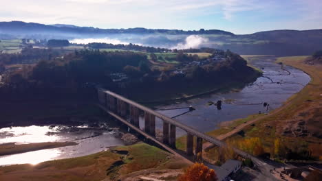 Aerial-Shot-of-Old-Bridge-on-the-Camino-De-Santiago-or-Way-of-St