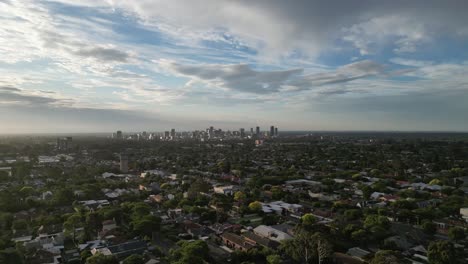 Aerial-view-of-the-Burnside-residential-area,-the-green-city-near-Adelaide,-Australia