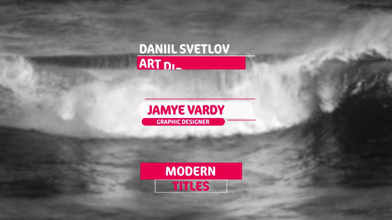 Minimalist Motion Graphics Titles Over Black and White Ocean Waves