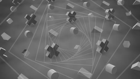 animación de formas que se mueven sobre un fondo gris