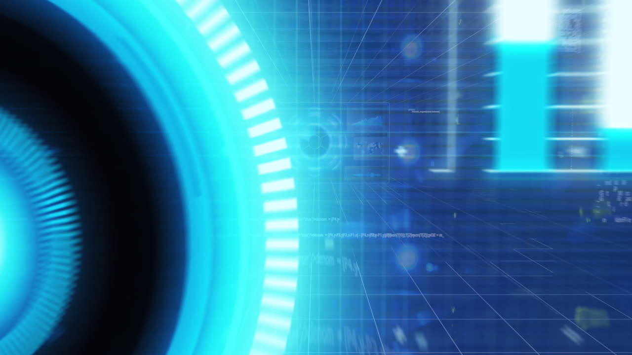 animazione di diverse operazioni di elaborazione dei dati sullo schermo digitale