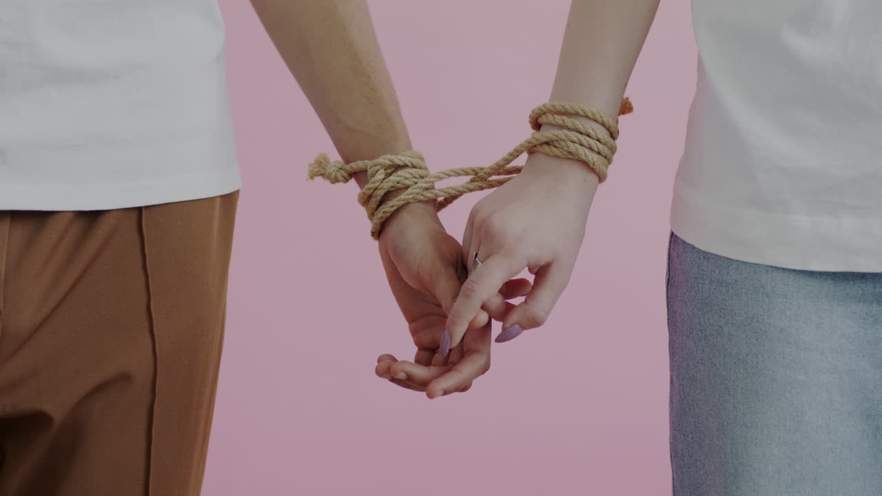 Couple's Hands Tied With Rope