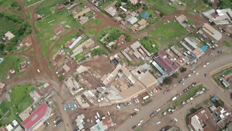 aerial top down on buildings and streets of poor suburbs loitokitok town, kenya