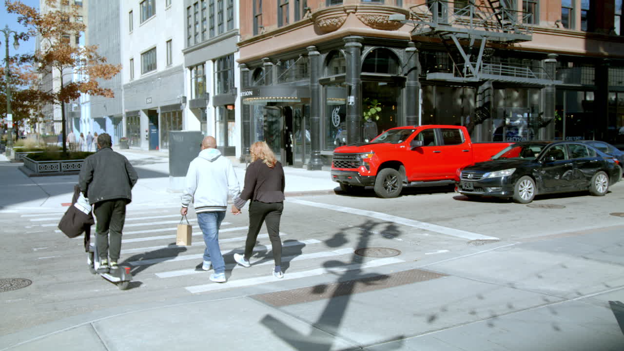 City Street with Modern and Historic Buildings