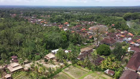 drone footage of ubud village in bali, indonesia