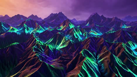 vibrant neon mountain landscape