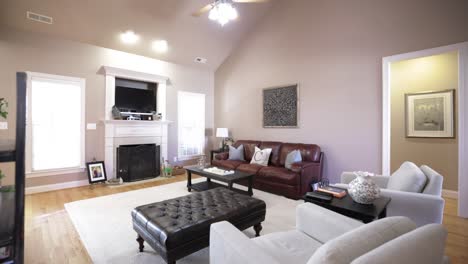 Modern American Suburban Home, Living Room With Ceiling Fan