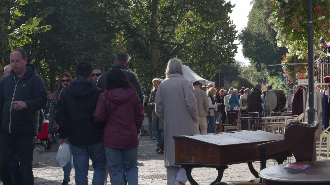 Busy Flea Market on a Sunny Day