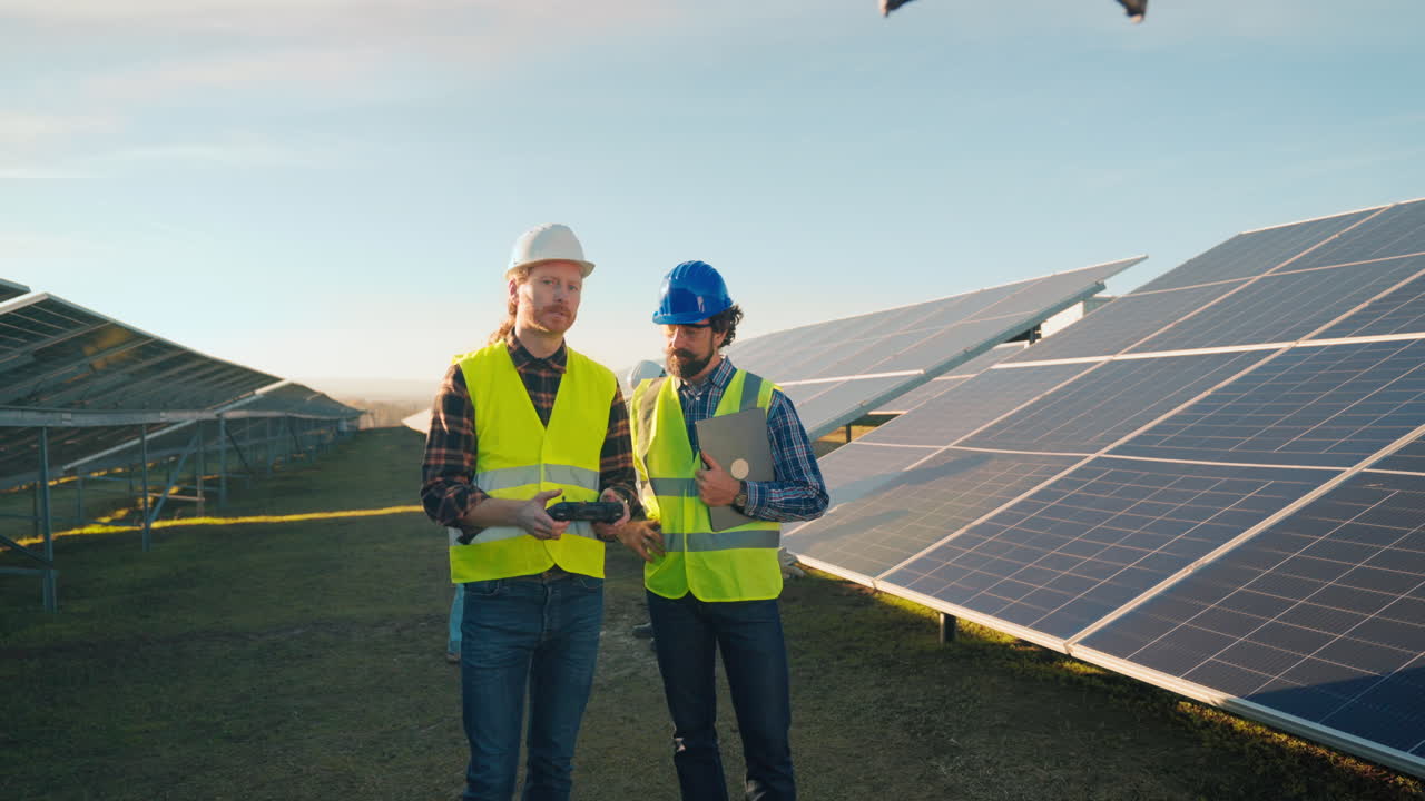 Solar Panel Inspection with Drones | Premium Stock Video Footage