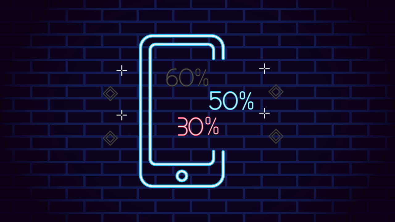 스마트 폰과 함께 상업용 네온 조명 라벨