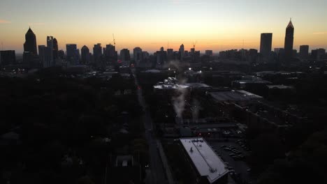 aerial tilt down at sunrise atlanta georgia