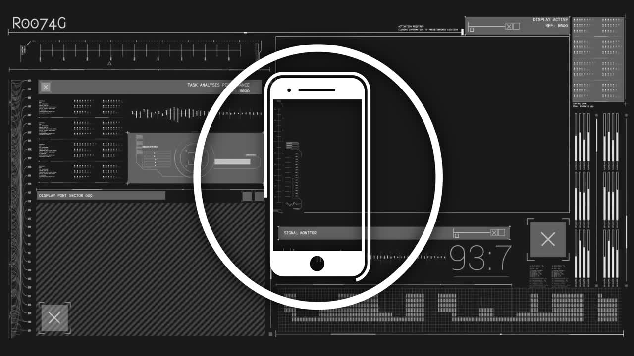 스마트폰 아이콘을 통해 데이터 처리의 애니메이션