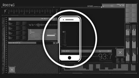 animación del procesamiento de datos a través del icono del teléfono inteligente