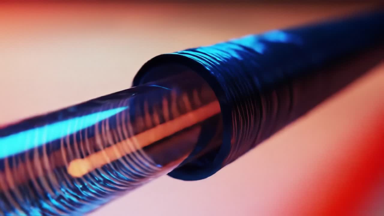 A Close-Up View of Fiber Optic Technology: Exploring the Light Transmission Through Transparent Fibers in Stunning Detail and Colors