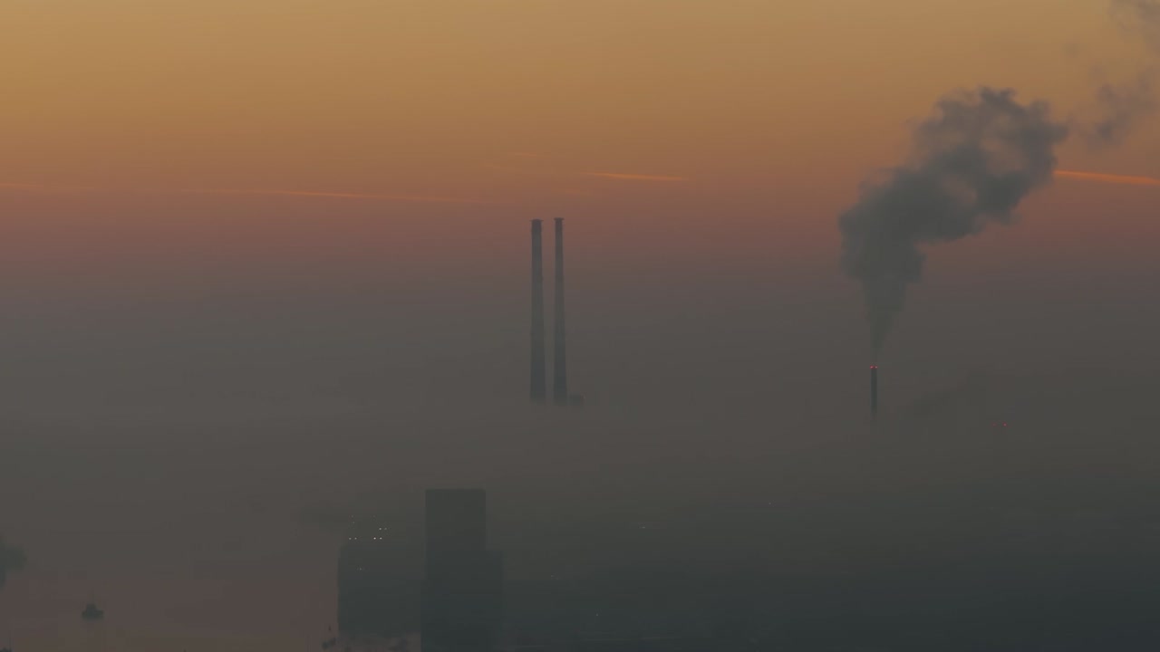 Unbelievable fog conditions in Dublin - Sunrise in The Poolbeg Chimney's - 4K Cinematic Drone Footage 04 - Co.Dublin - Ireland